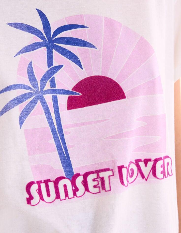 Ikks Tee-shirt Manches Courtes Blanc Coucher De Soleil I.Code