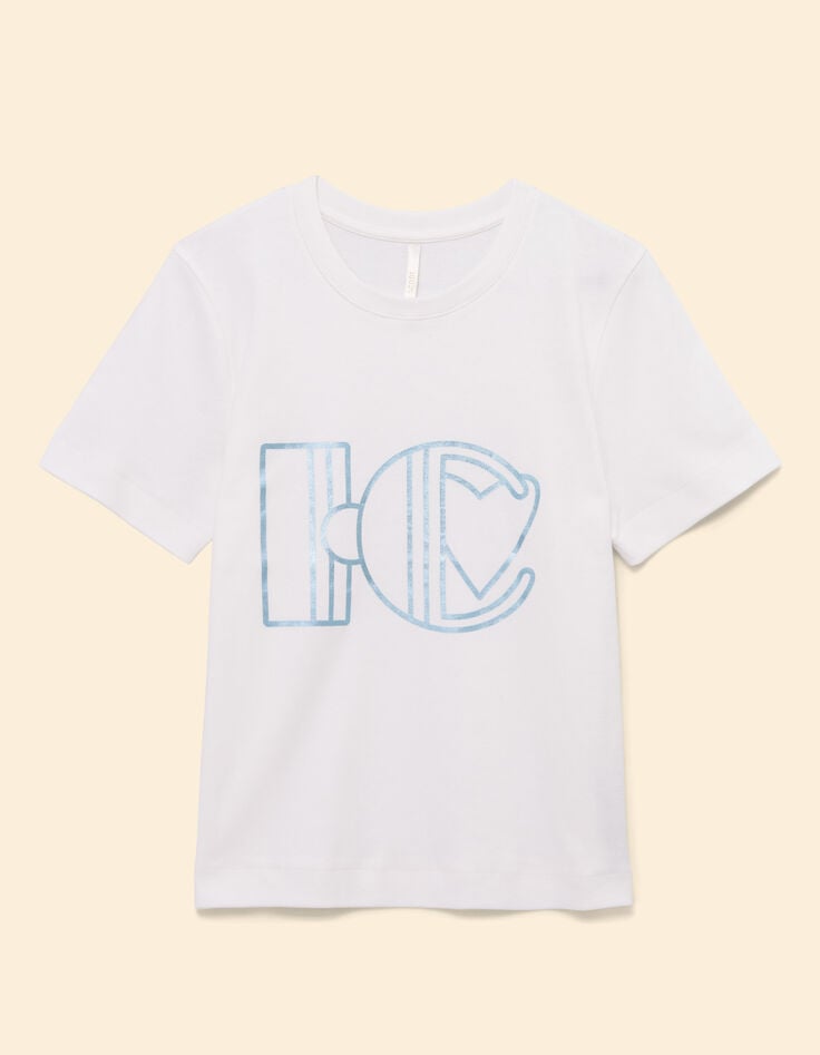 Ikks Tee-shirt Manches Courtes Blanc Maxi Monogramme I.Code