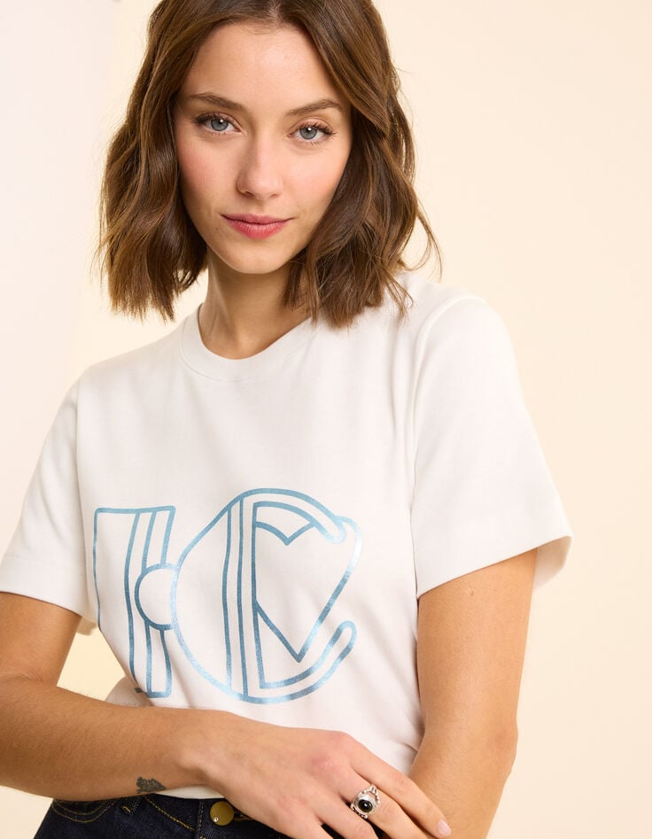 ikks Tee-shirt manches courtes blanc maxi monogramme I.Code