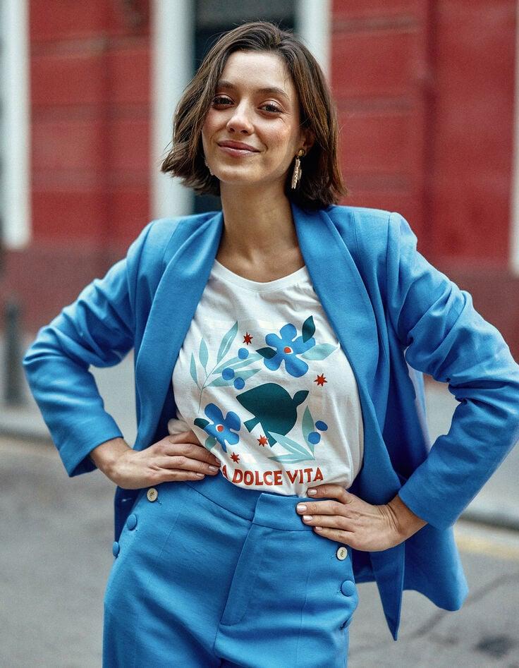 ikks Tee-shirt manches courtes blanc maxi oiseaux I.Code