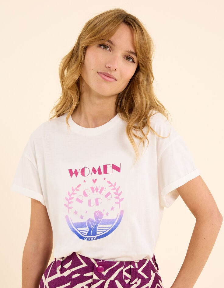 ikks Tee-shirt manches courtes blanc message et poings I.Code