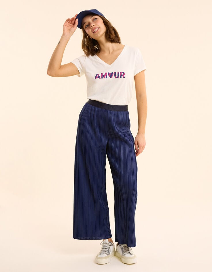 Ikks Tee-shirt Manches Courtes Blanc Message Rayures I.Code