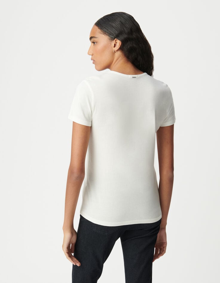 Ikks Tee-shirt Manches Courtes Coton Modal Encolure Bijoux Femme