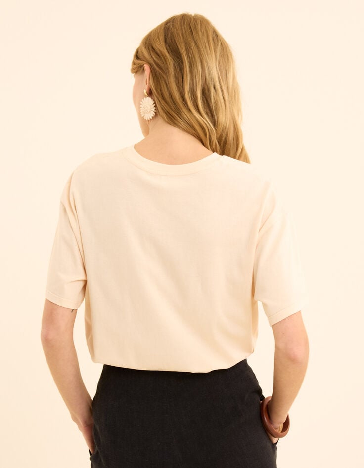 Ikks Tee-shirt Manches Courtes écru Visuel Fleurs I.Code