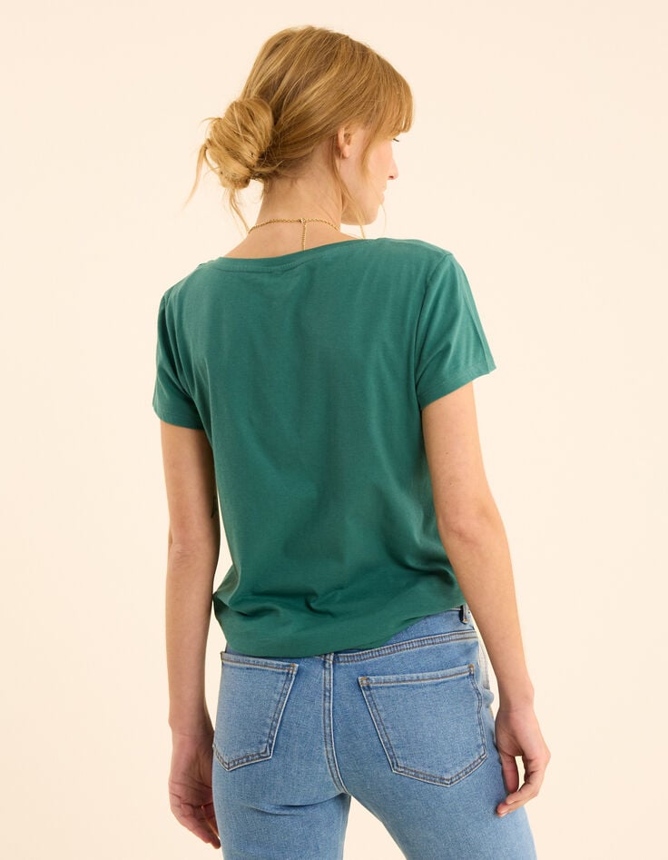 Ikks Tee-shirt Manches Courtes Vert Message Coloré I.Code