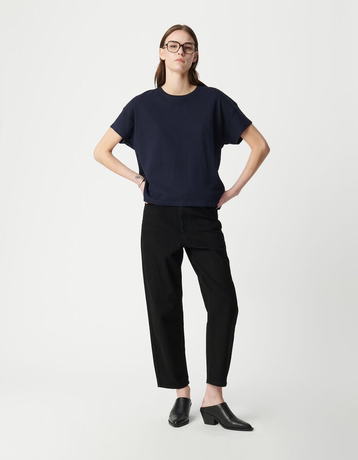 Ikks Tee-shirt Marine Col Rond Broderie Chevrons Dos Femme