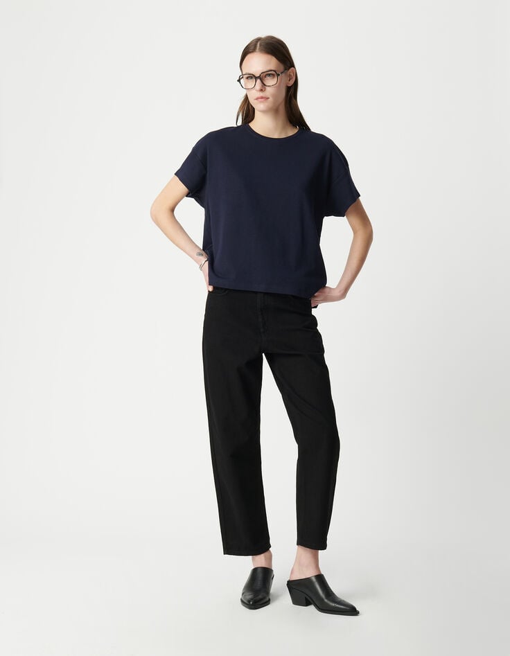 ikks Tee-shirt marine col rond broderie chevrons dos Femme