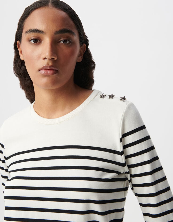 Ikks Tee-shirt Marinière Manches Longues Blanc Cassé