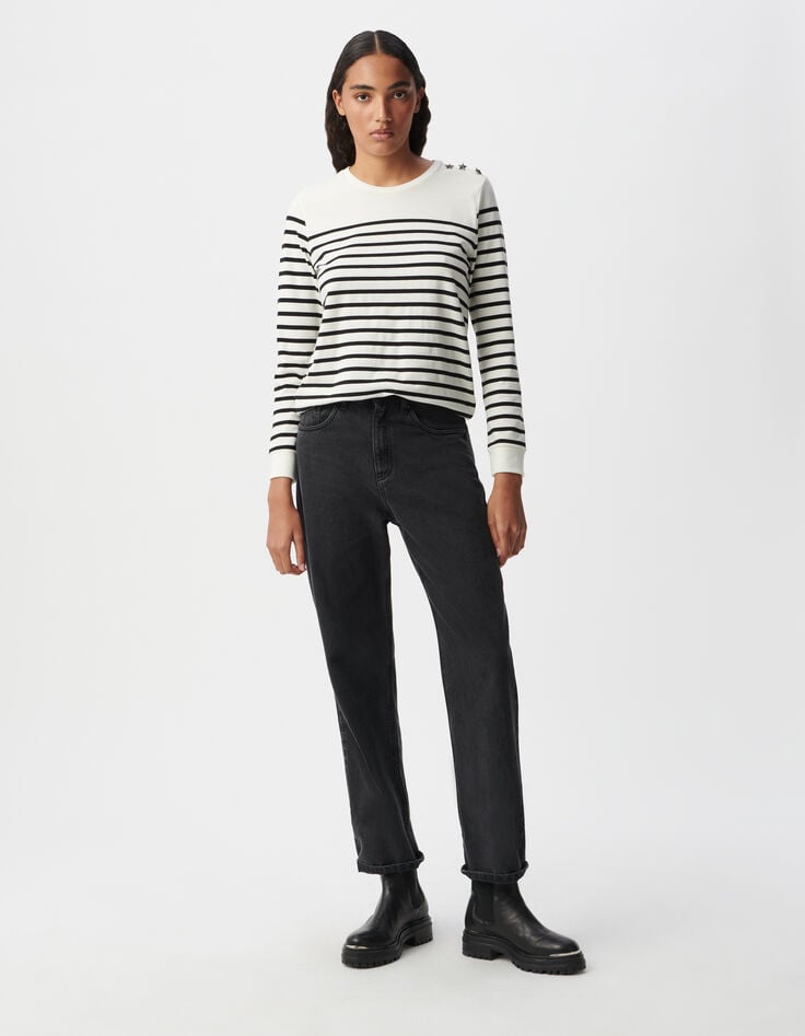 ikks Tee-shirt marinière manches longues blanc cassé