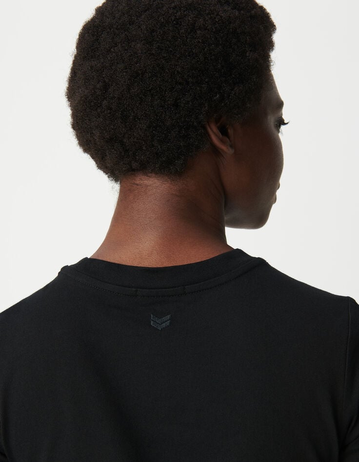 Ikks Tee-shirt Noir Col Rond Broderie Chevrons Dos Femme