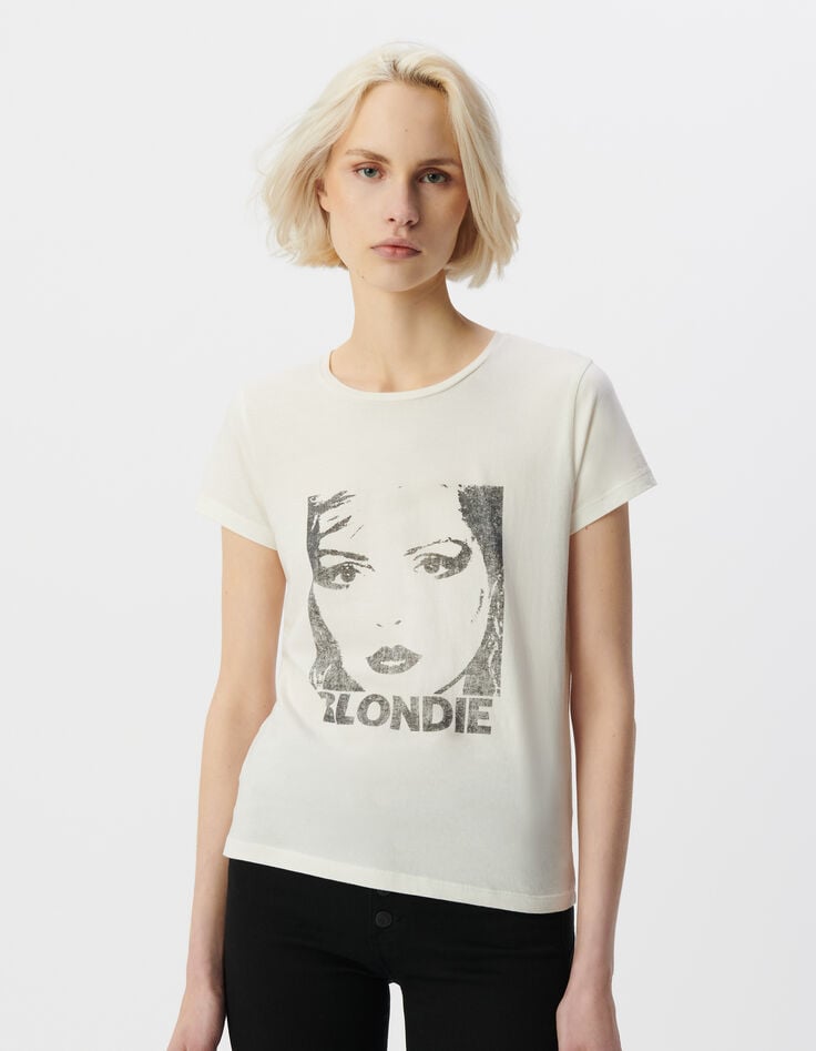Ikks Tee-shirt Rock Blanc Coton Bio Visage BLONDIE Femme