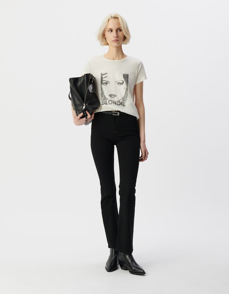 ikks Tee-shirt rock blanc coton bio visage BLONDIE Femme