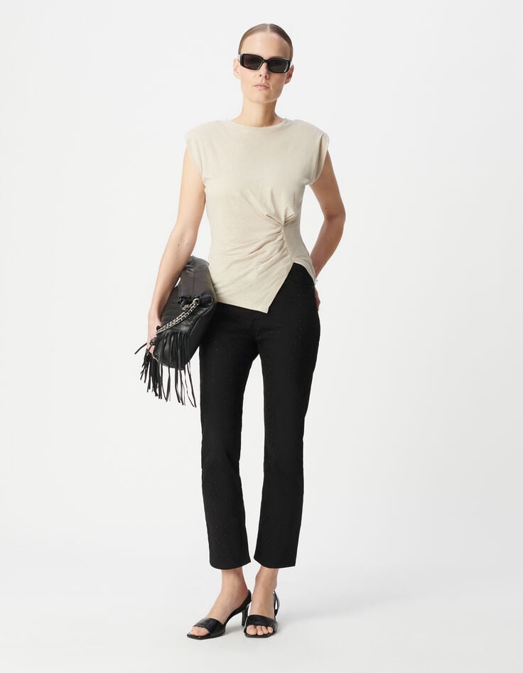 ikks Tee-shirt sans manches beige effet drapé Femme