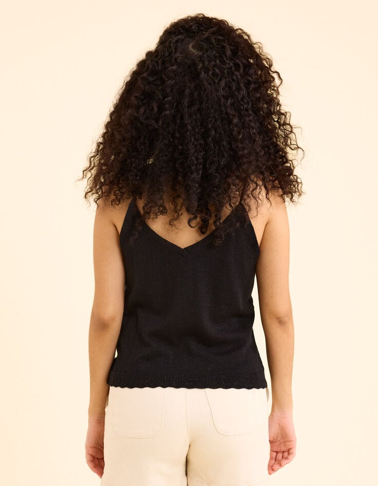 Ikks Top Fines Bretelles Noir Tricot Pailleté I.Code