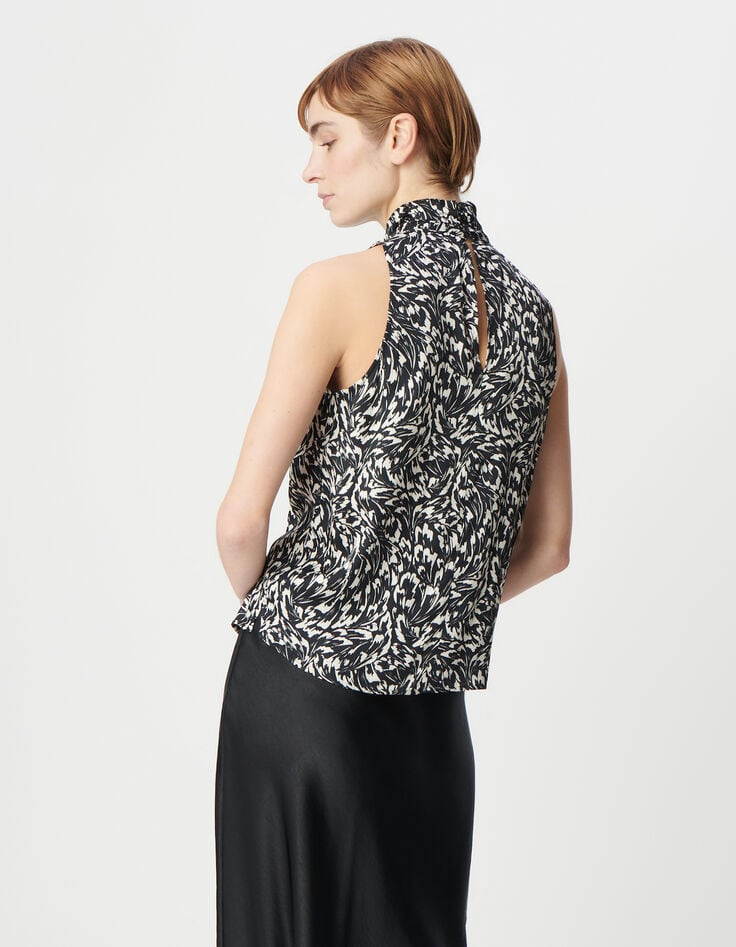 Ikks Top Noir LENZING™ ECOVERO™ Imprimé Minimal Flower Femme