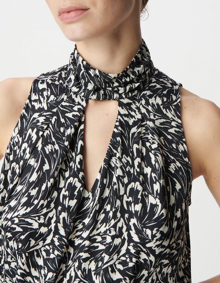 Ikks Top Noir LENZING™ ECOVERO™ Imprimé Minimal Flower Femme