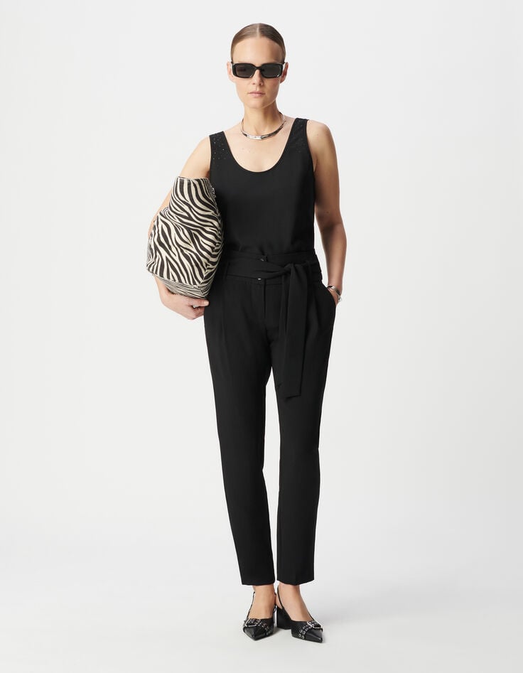 ikks Top noir recyclé à clous réversible devant dos Femme