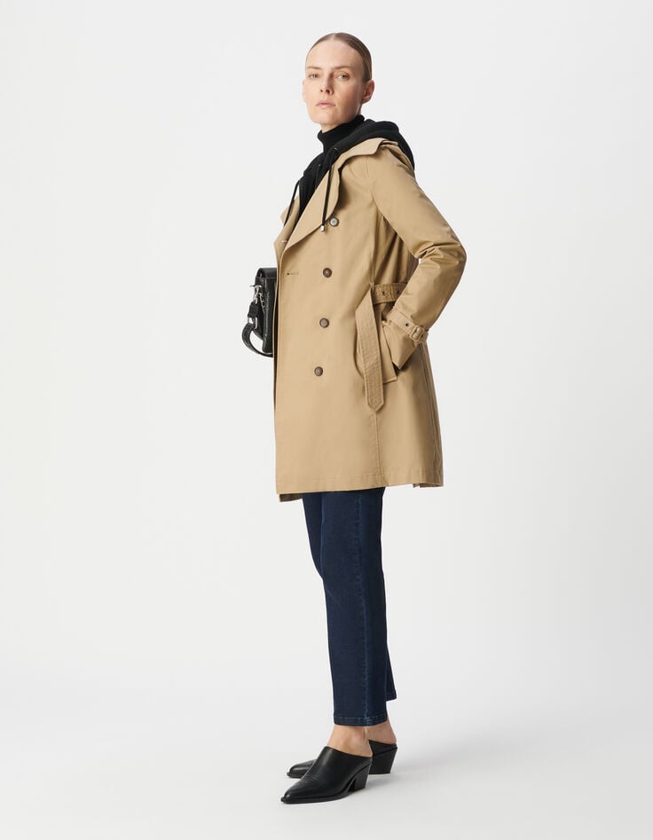 Ikks Trench à Capuche Et Parementure Amovibles Femme