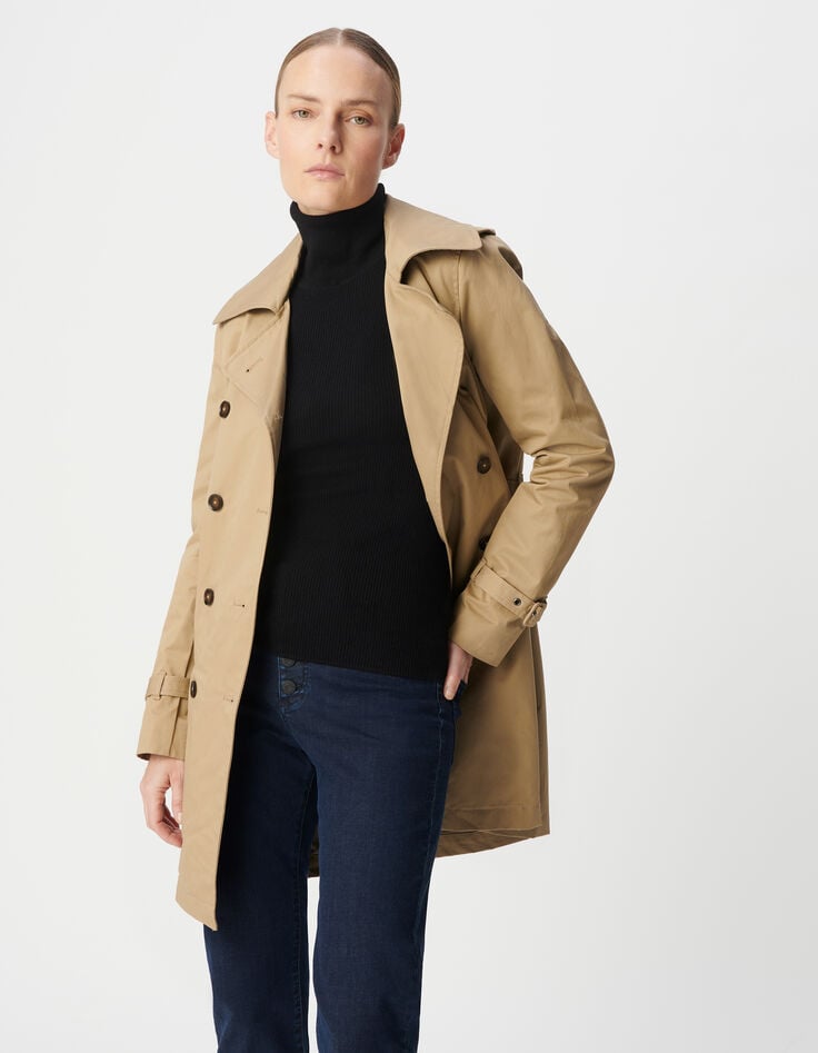 Ikks Trench à Capuche Et Parementure Amovibles Femme