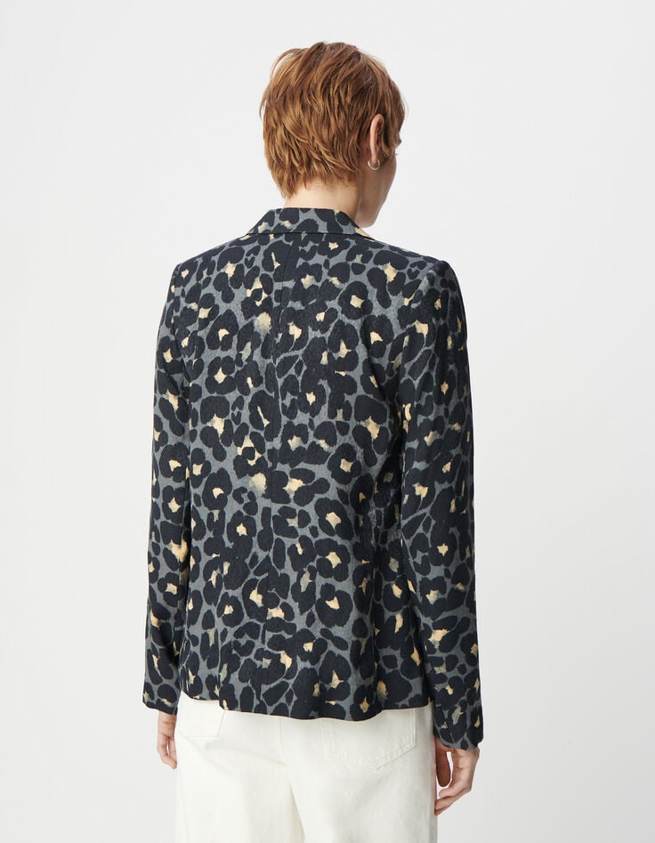 Ikks Veste De Blazer Marine Imprimé Animalier Femme