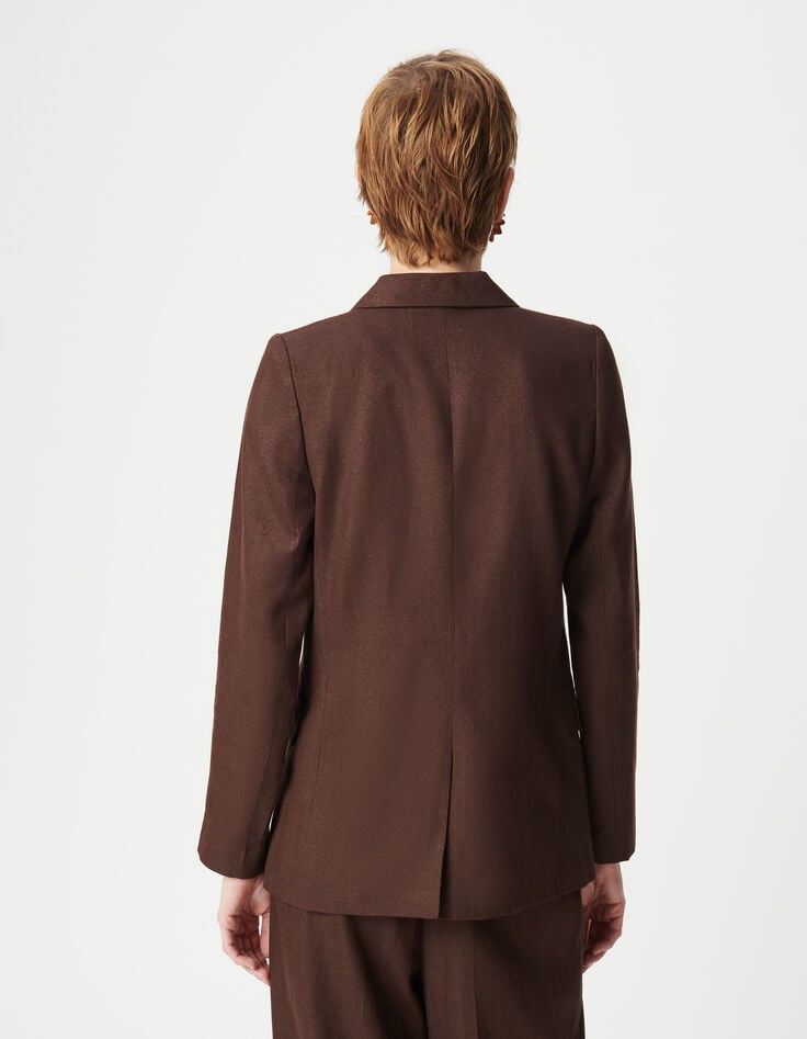 ikks Veste De Costume Croisée Marron Pailleté Femme