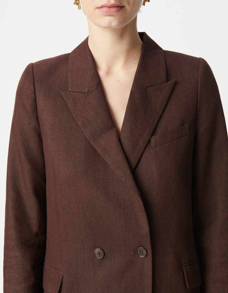 ikks Veste De Costume Croisée Marron Pailleté Femme