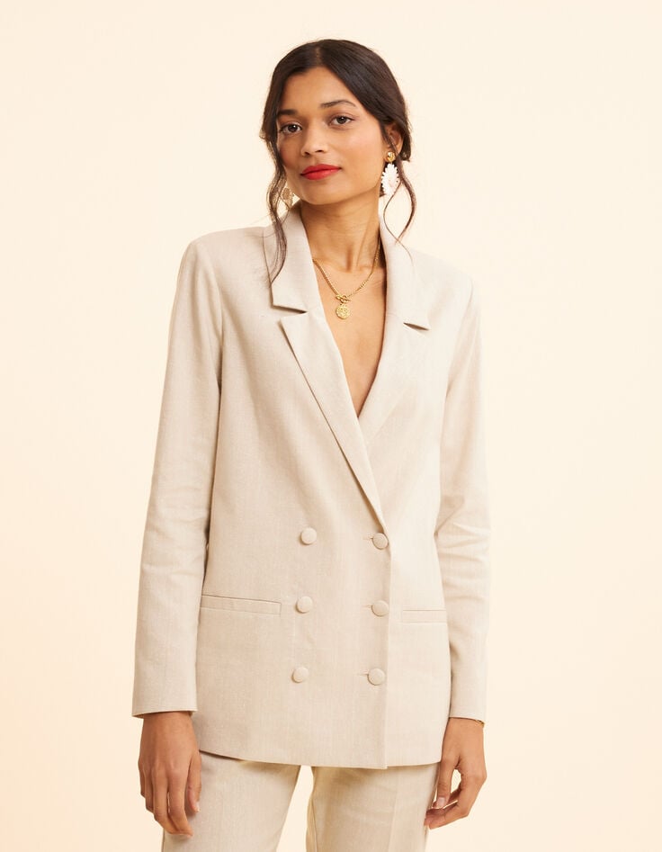 Ikks Veste De Costume écru Lurex Motif Rayures I.Code