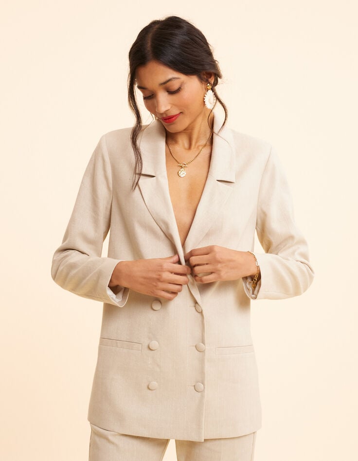 ikks Veste de costume écru lurex motif rayures I.Code