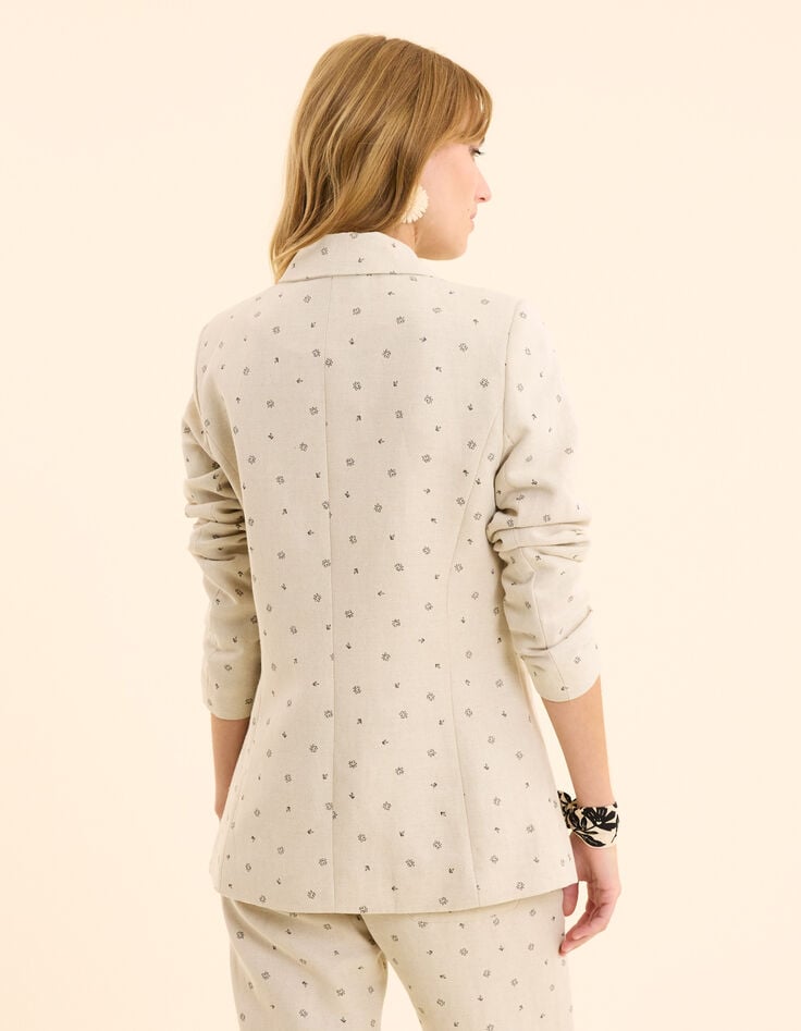 Ikks Veste De Costume écrue Imprimé Micro Fleurs I.Code