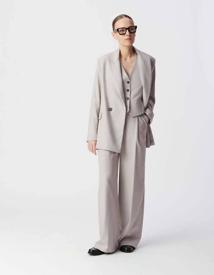 Ikks Veste De Costume Grise Motif Rayures Lurex Femme