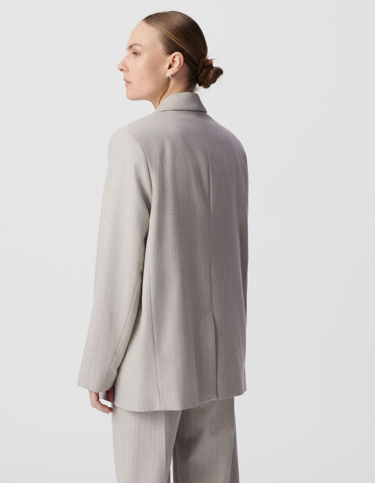 Ikks Veste De Costume Grise Motif Rayures Lurex Femme