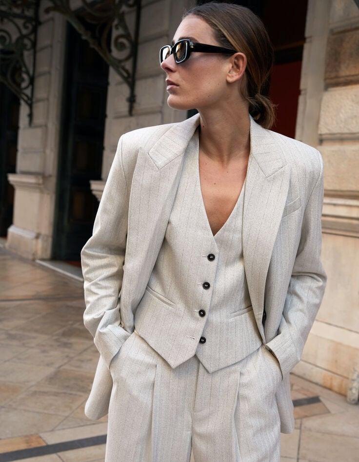 ikks Veste de costume grise motif rayures lurex Femme