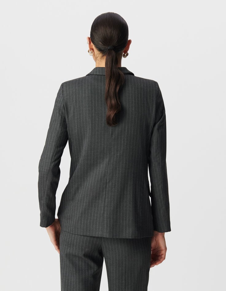 Ikks Veste De Costume Grise Motif Rayures Tennis Pin's Léopard Femme