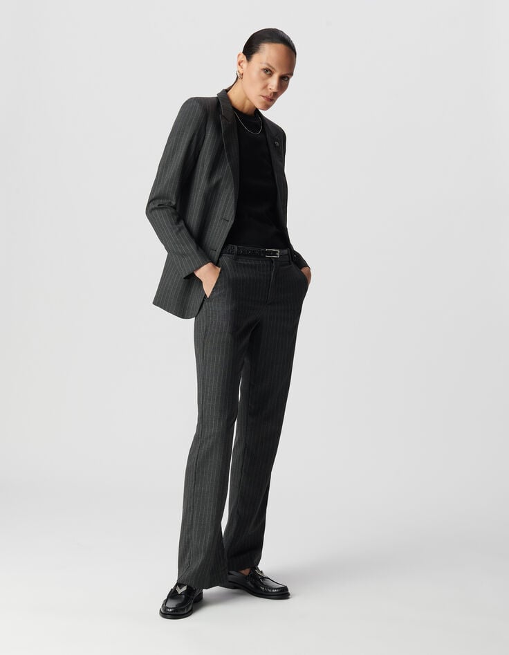 ikks Veste de costume grise motif rayures tennis pin's léopard Femme