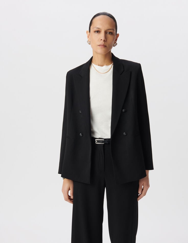 Ikks Veste De Costume Noire Boutonnage Croisé Femme