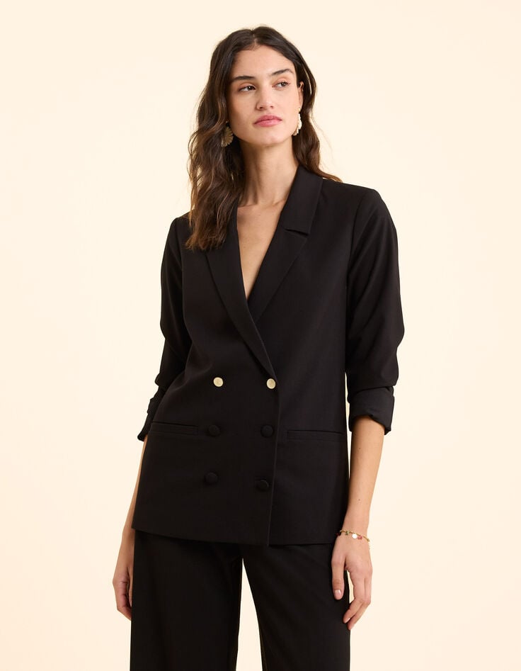 ikks Veste de costume noire boutonnage croisé I.Code