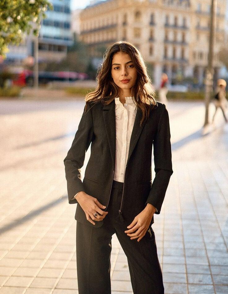 ikks Veste de costume noire rayures tennis bleues I.Code