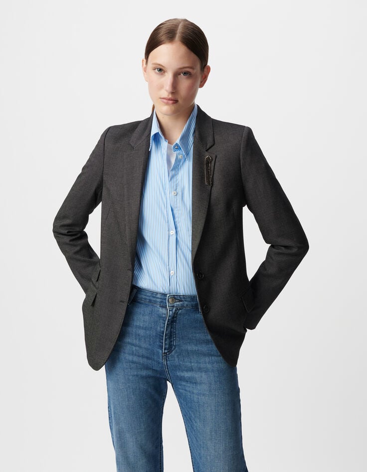 Ikks Veste De Costume Oversize Noire Caviar Faux-uni Femme