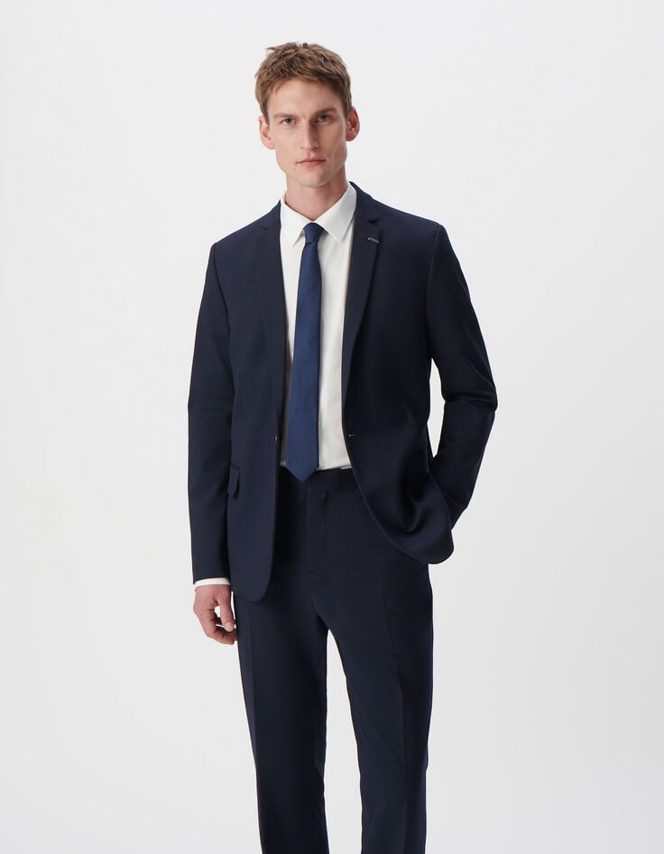 Ikks Veste De Costume SLIM Marine Maille Milano Homme