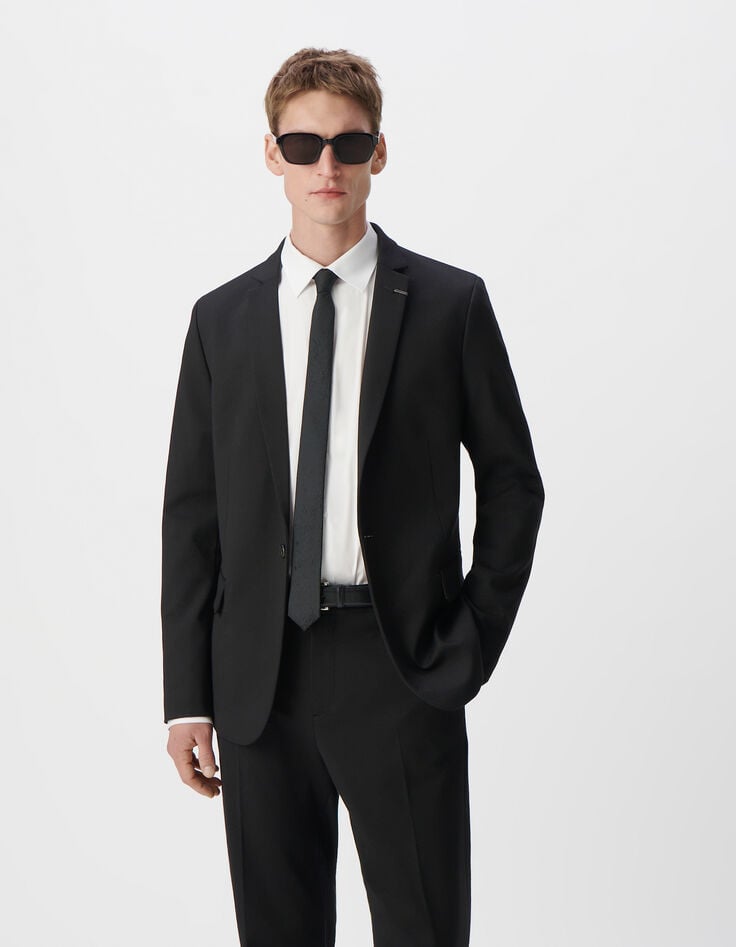 Ikks Veste De Costume SLIM Noire Maille Milano Homme