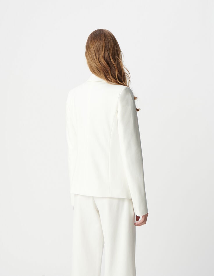 Ikks Veste De Tailleur Blanche Ajustée Maille Milano Femme