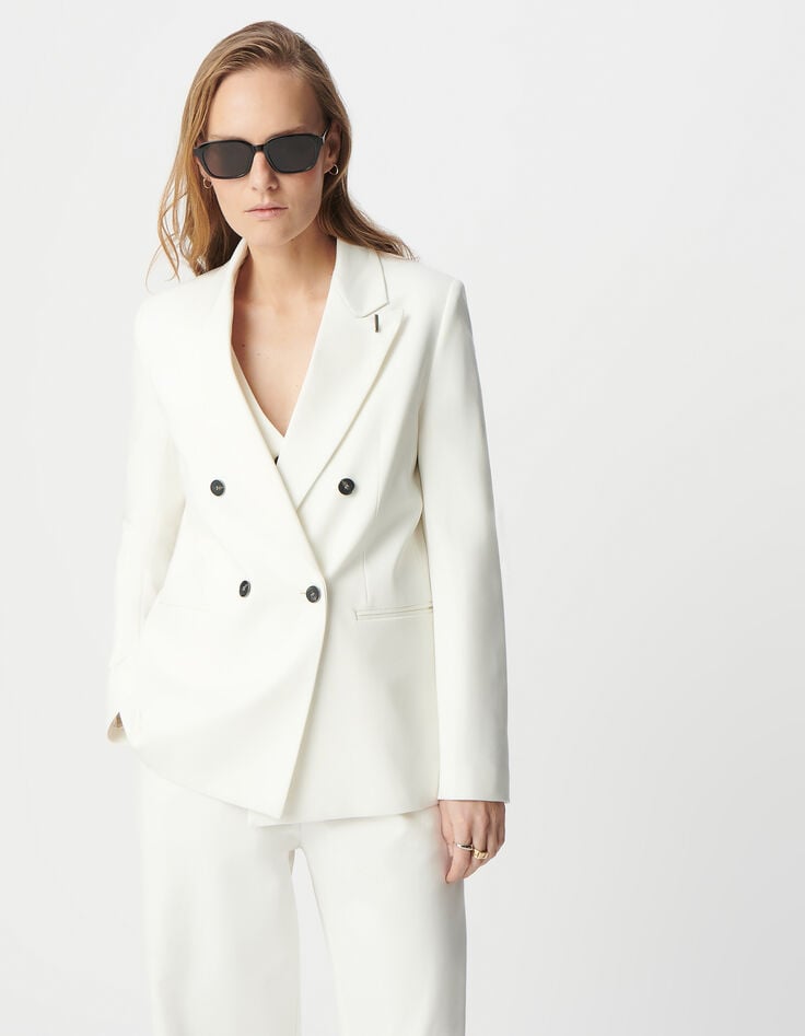 Ikks Veste De Tailleur Blanche Coupe Large Maille Milano Femme