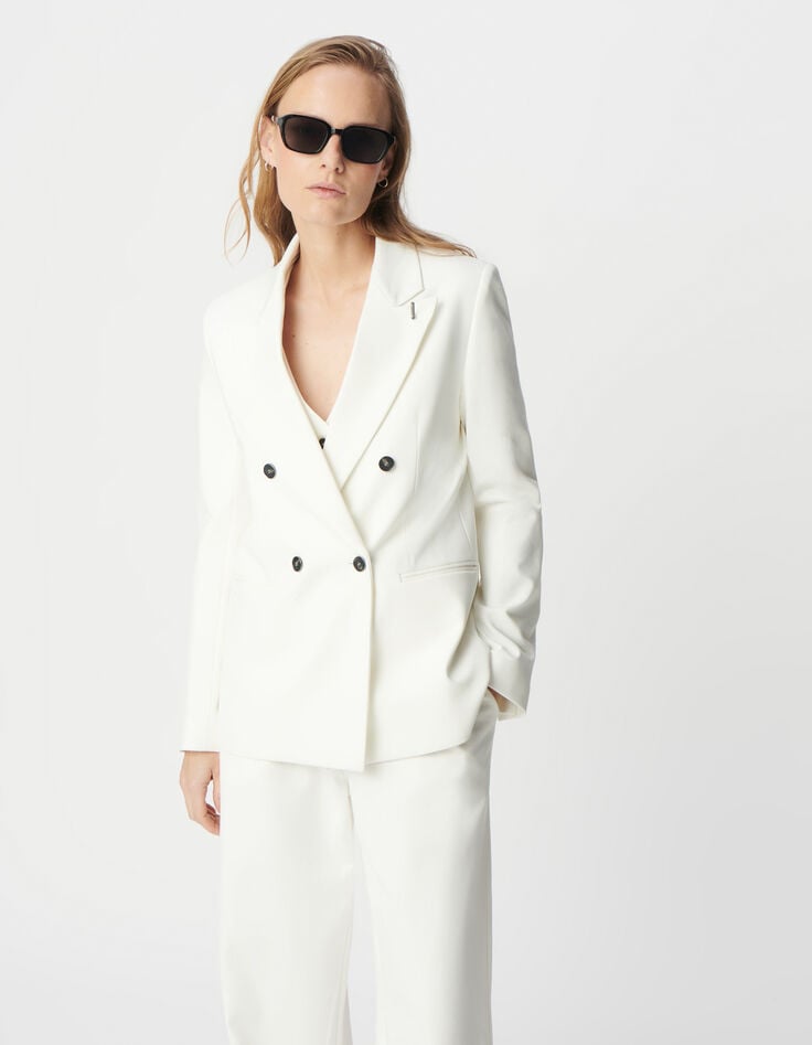 Ikks Veste De Tailleur Blanche Coupe Large Maille Milano Femme