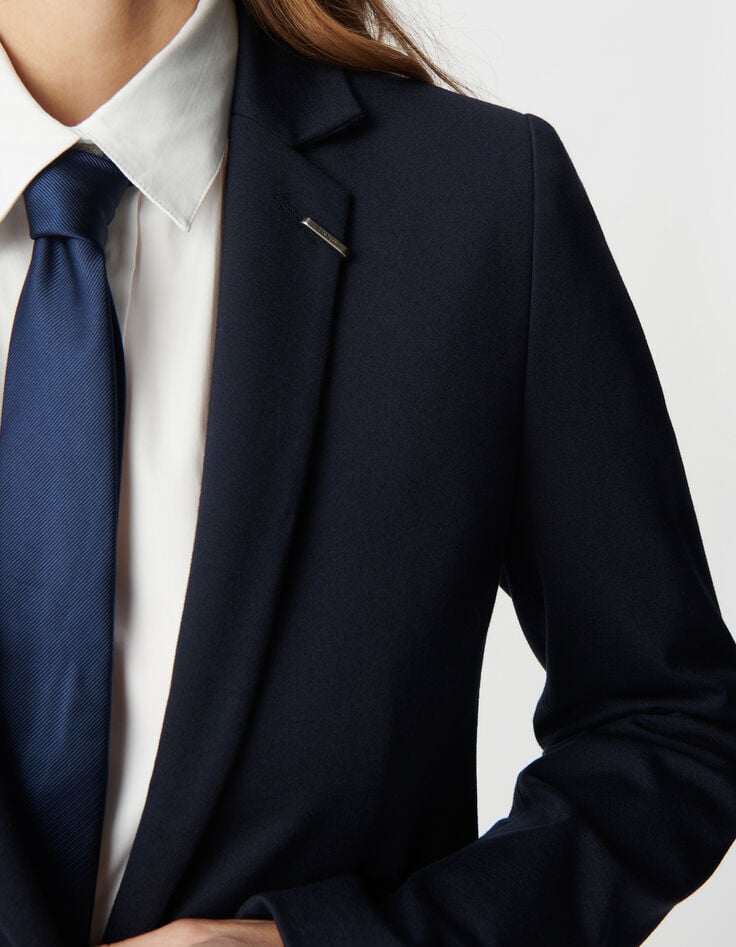 Ikks Veste De Tailleur Marine Ajustée Maille Milano Femme