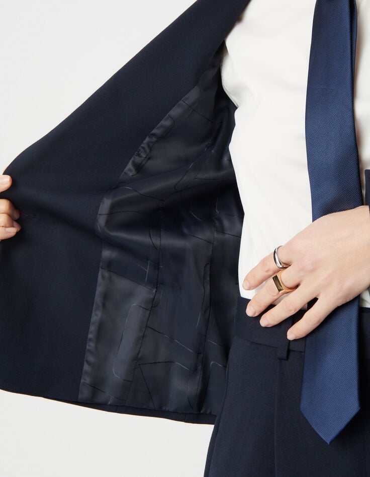 Ikks Veste De Tailleur Marine Ajustée Maille Milano Femme