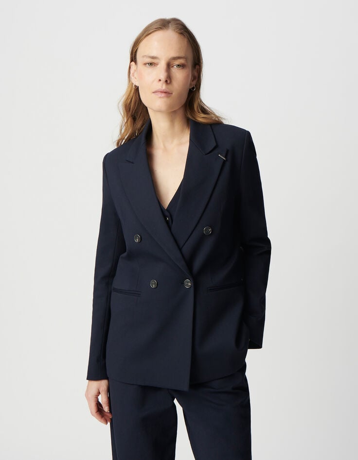 Ikks Veste De Tailleur Marine Coupe Large Maille Milano Femme