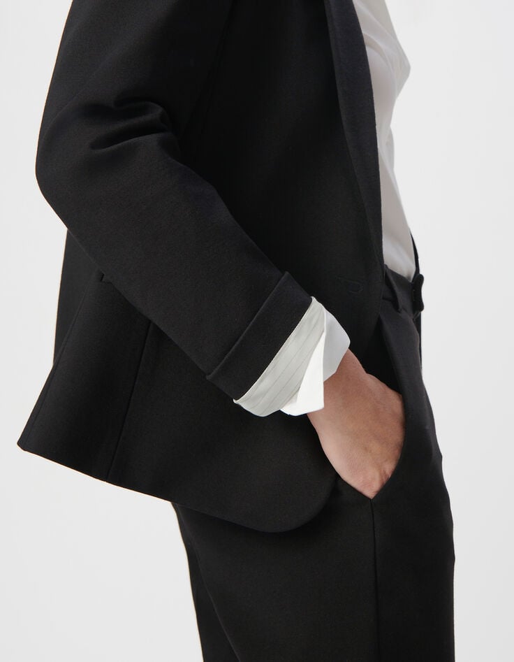 Ikks Veste De Tailleur Noire Ajustée Maille Milano Femme