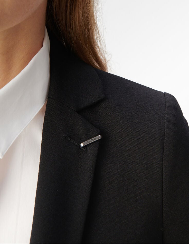 Ikks Veste De Tailleur Noire Ajustée Maille Milano Femme