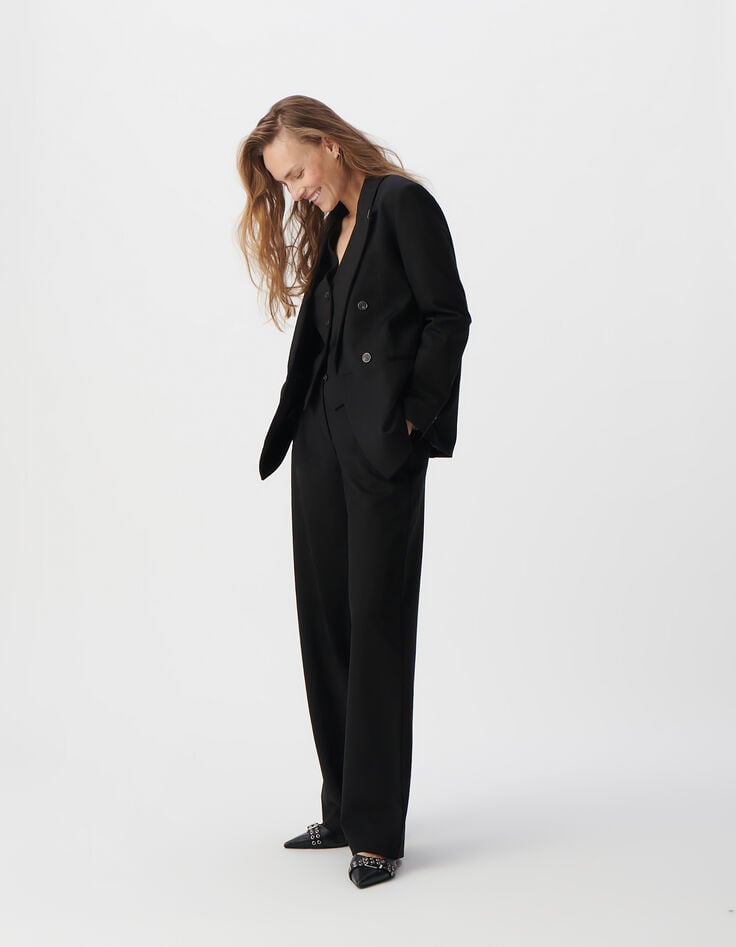 Ikks Veste De Tailleur Noire Coupe Large Maille Milano Femme