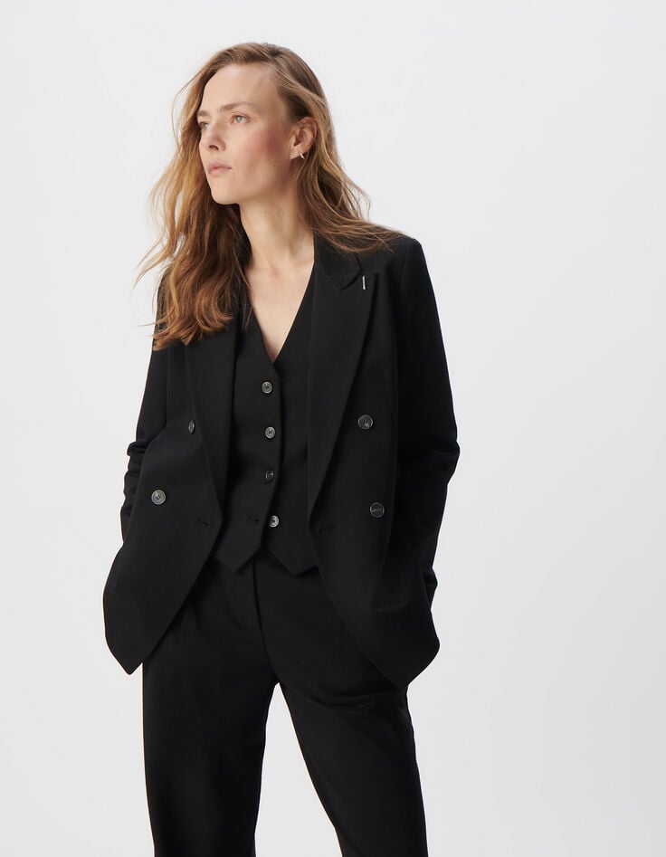 Ikks Veste De Tailleur Noire Coupe Large Maille Milano Femme